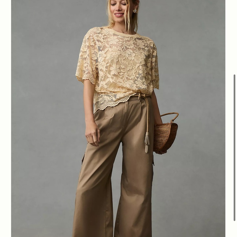 Dolan Left Coast Boxy Scalloped Lace Top- size XS